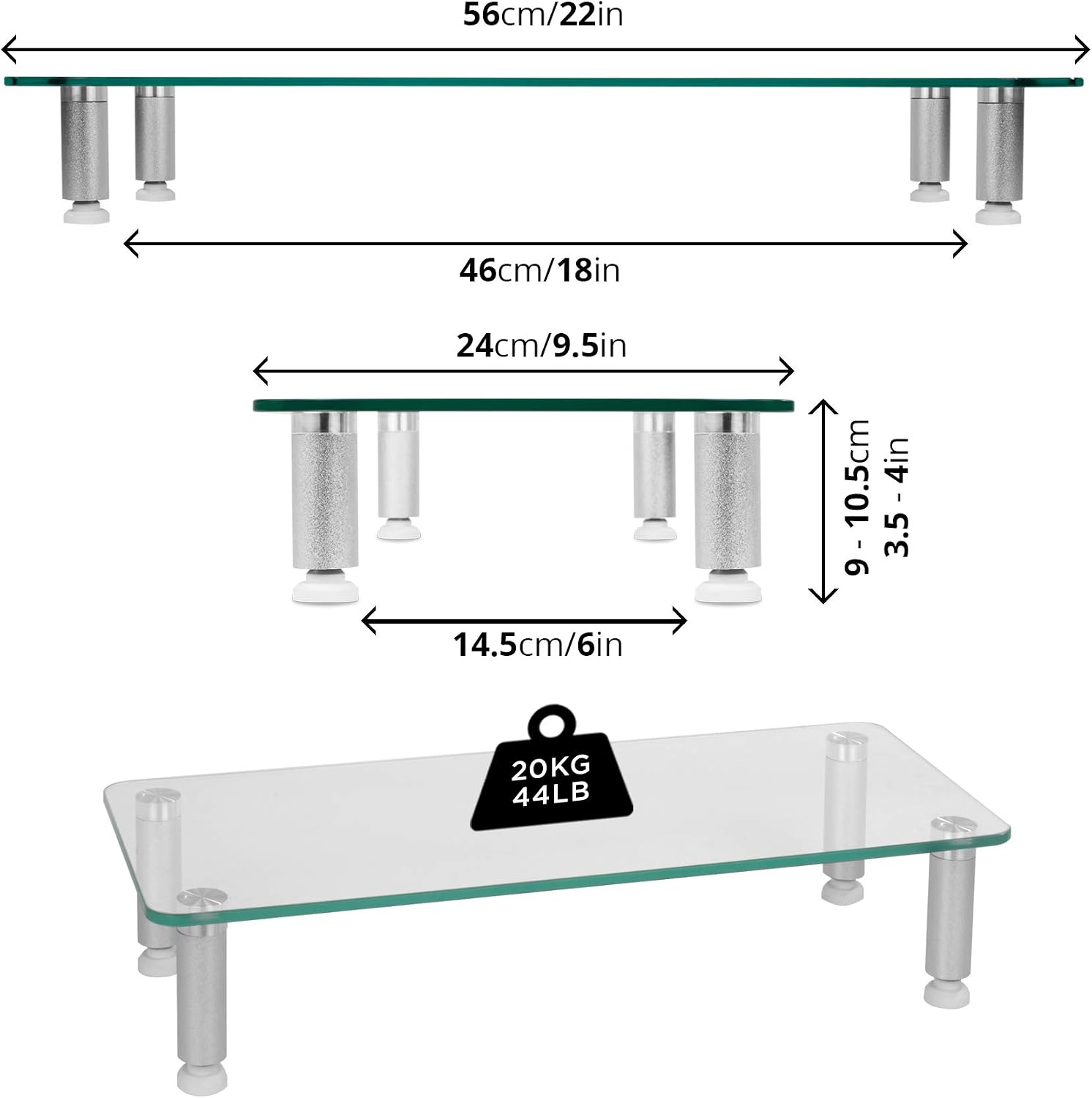 Duronic Monitor Stand Riser DM052-1, Clear, 56 x 24 cm - Image 4