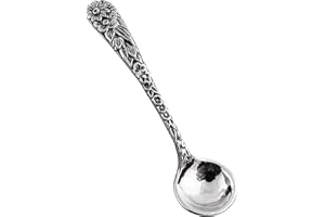 FashionJunkie4Life Sterling Silver Salt and Mustard Spoon | Small Condiment Spoon With Daisy Floral Handle & Round Bowl | 2" 