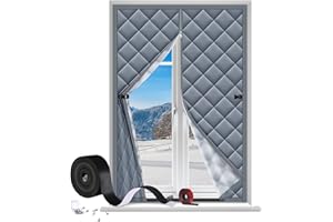 WLLEYAY Window Insulation Kit for Winter 39"x63" Cold Weather Thermal Curtain with Reflective Aluminum Foil,3 Layer Heavy Cotton Insulated Window Blanket Zipper Opening with Fastener for Winter to Keep Warm