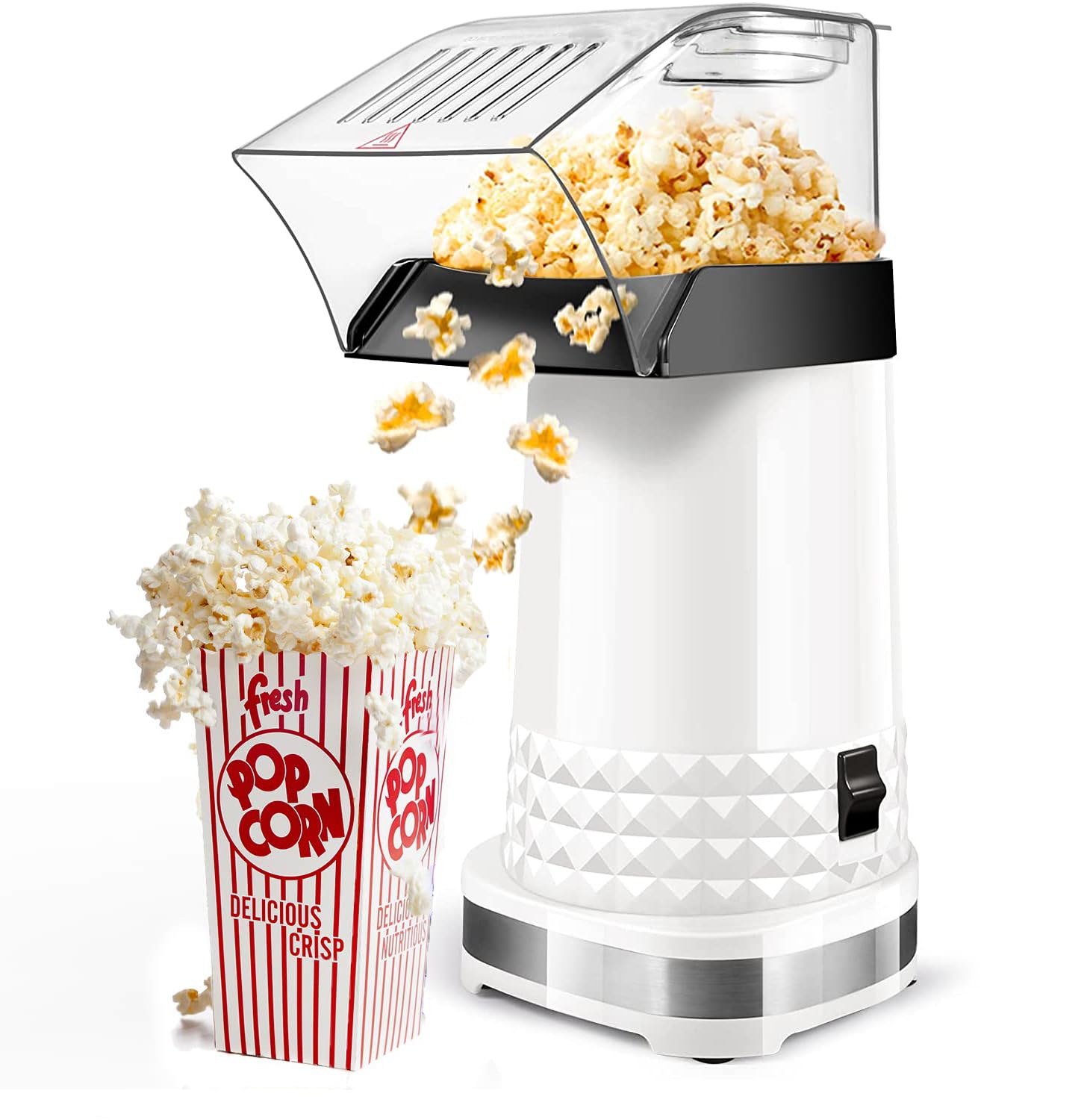 Photo 1 of Air Popper Popcorn Maker, 1200W Fast Making Electric Popcorn Machine with Measuring Cup and On/Off Switch, BPA Free, Oil-Free, ETL Certified 90% High Popping Rate Popcorn Popper for Home, Party, Movie