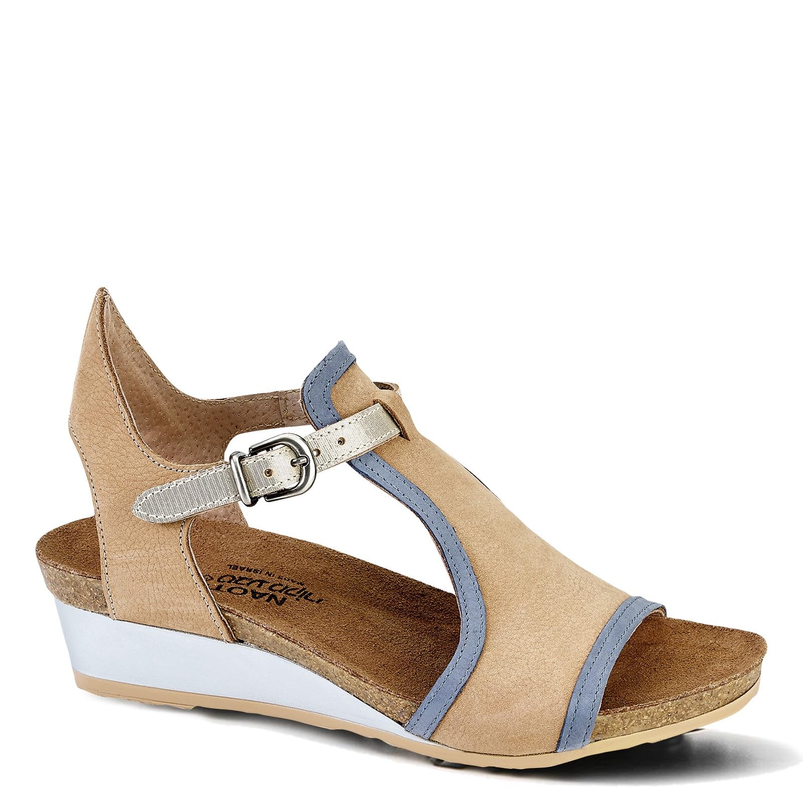 NAOT Women's Fiona Wedge Sandal Nude/Blue Combo