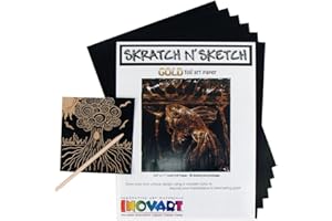 Inovart Skratch n' Sketch Gold Foil Scratch Paper, 50 Sheets