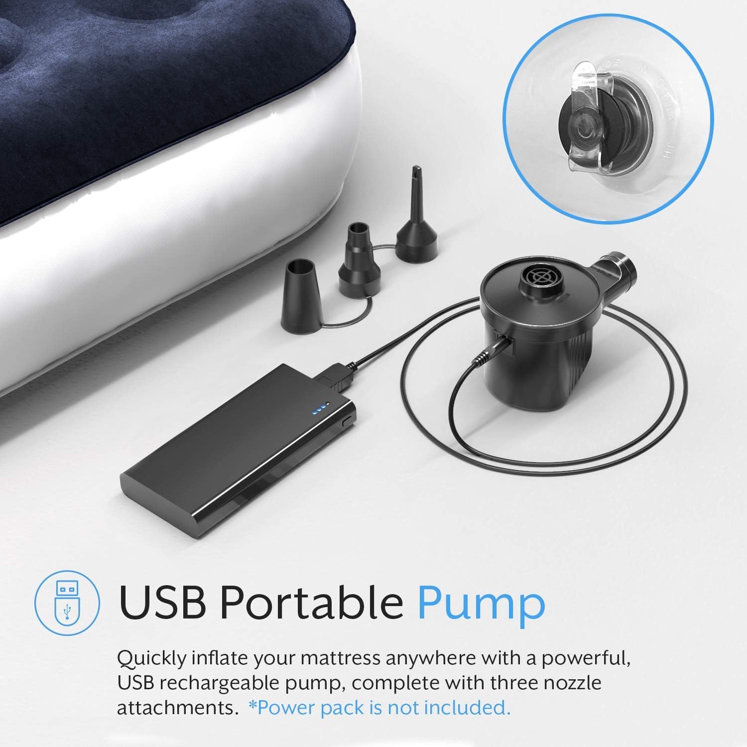 Active Era Luxury Camping Air Mattress with Built in Pump - Queen Air Mattress with USB Rechargeable Pump, Integrated Pillow, Travel Bag - Air Mattress for Tent Camping: Furniture & Decor