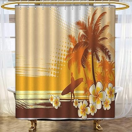 Amazon Com Surf Shower Curtain Collection By Silhouette Of Surfer