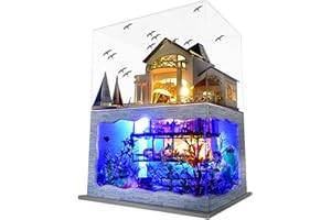 Spilay Miniature Dollhouse Kit with Furniture,DIY Dollhouse Kit Mini Modern Villa Model Plus Dust Cover and Music Box ,1:24 S