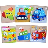 Wooden Jigsaw Puzzles, [6 Pack] Animal Puzzles for Toddlers Kids 1 2 3 Years Old Educational Toys for Boys and Girls Non-Toxic