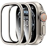 LϟK 2 Pack for Apple Watch Ultra 3/2 / Ultra Screen Protector 49mm - 9H Tempered Glass + Titanium Alloy Frame [Stay Original] Waterproof HD Glass Film for iWatch Ultra 49mm, Titanium
