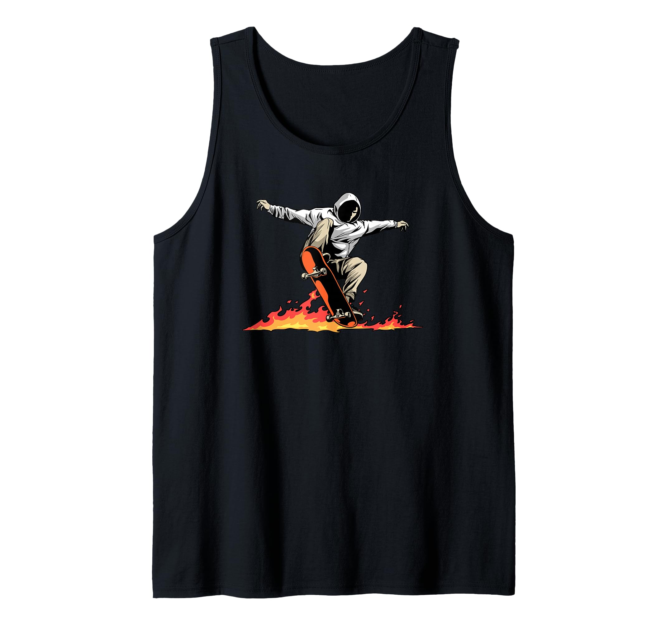 Skateboard Skateboarder Skater On Fire - Skateboarding Tank Top