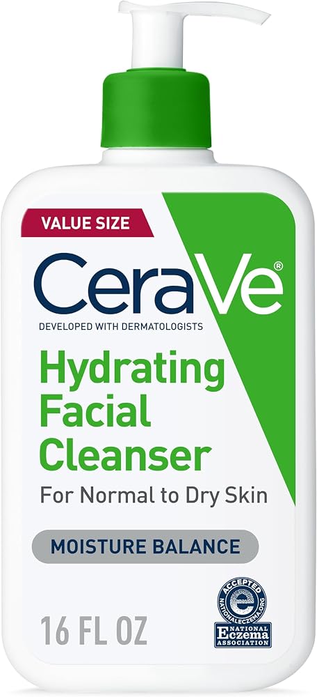 CeraVe Hydrating Cleanser with Hyaluronic Acid, Face Wash for Dry Skin,16oz | Skin Care For Men and Women, Daily Cleanser & M