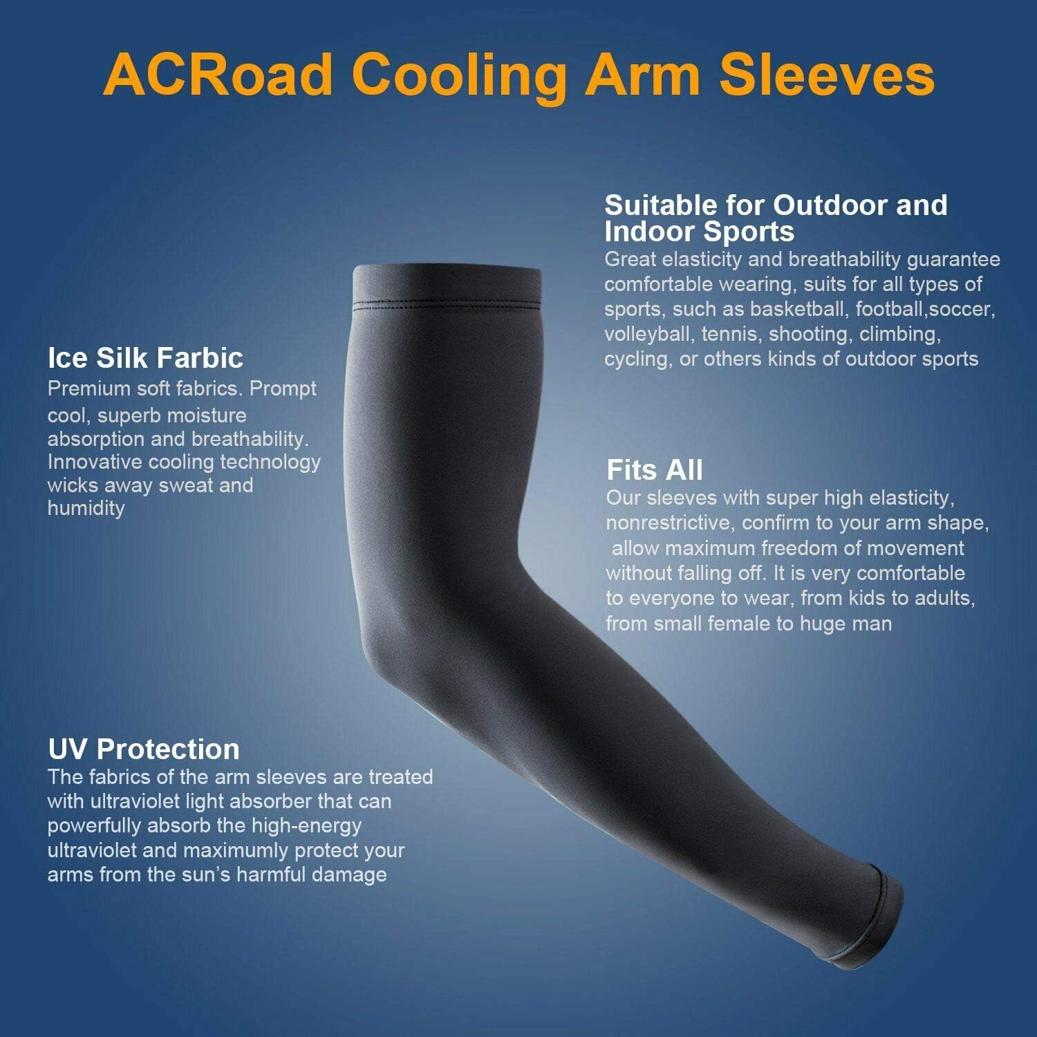 Atneato UV Protection Cooling Arm Sleeves - Arm Warmers Sun Protective Tattoo Sleeves : Clothing
