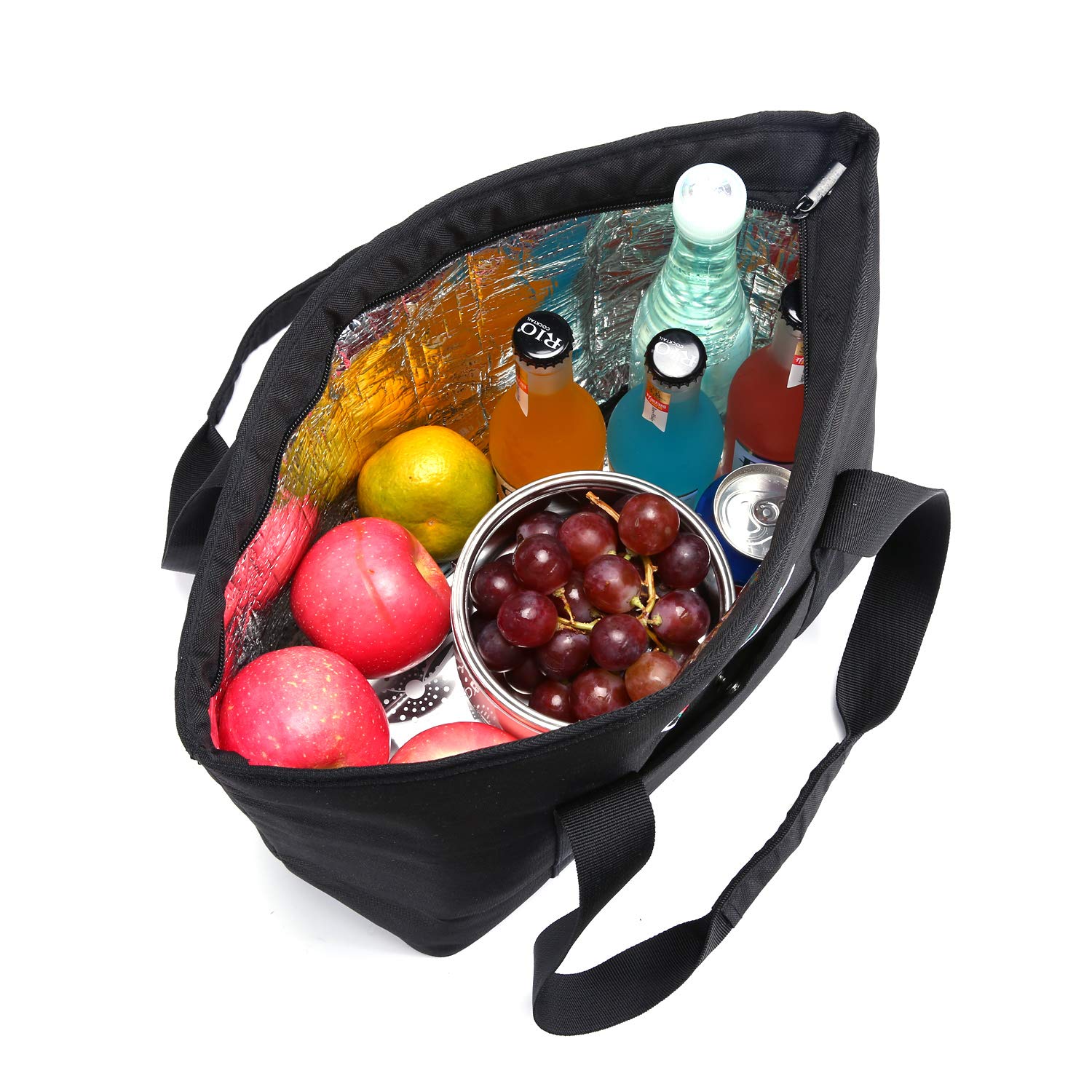 FUAOJIA Reusable Lunch Tote Bag for Women Polyester Cloth Waterproof Insulated Lunch Bag Lunch Box Tote Bag Handbag Cooler Bag for Women Adults Kids