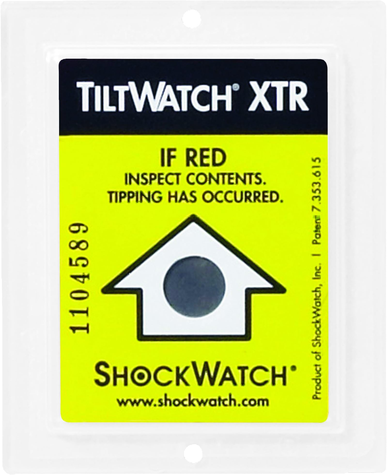 Ship Now Supply SNSTWXTR Tiltwatch XTR, 2.37" Width, 0.02" Height, 2.92" Length, Yellow (Pack of 100)