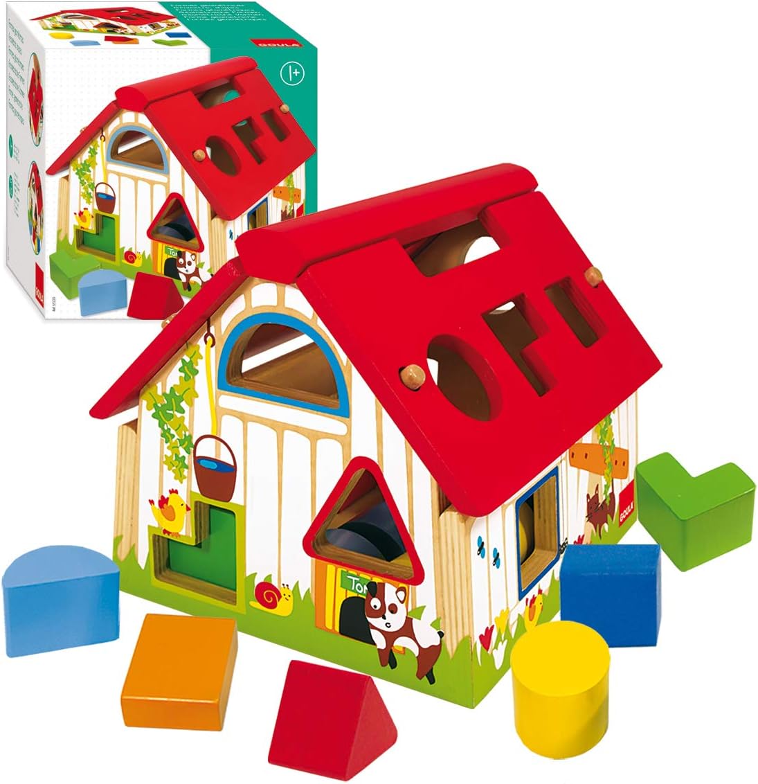 Goula- Shape Sorter Farm Granja con formas geométricas, Multicolor, 12m+ (Diset 55220) , color/modelo surtido