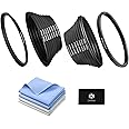18-Piece Filter Ring Adapter Set - 9X Step-Up Rings and 9X Step-Down Rings for Lens Filters, Lens Hoods, and Lens Converters - Includes 4X Microfiber Cleaning Cloths (7x6 Inches)