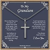 IEFLIFE Cross Necklace Gifts for Men, Silver/Gold/Black Cross Necklace Box Chain Necklace for Men, Fathers Day Valentines Christmas Religious Christian Gifts for Dad Son Husband Step Dad