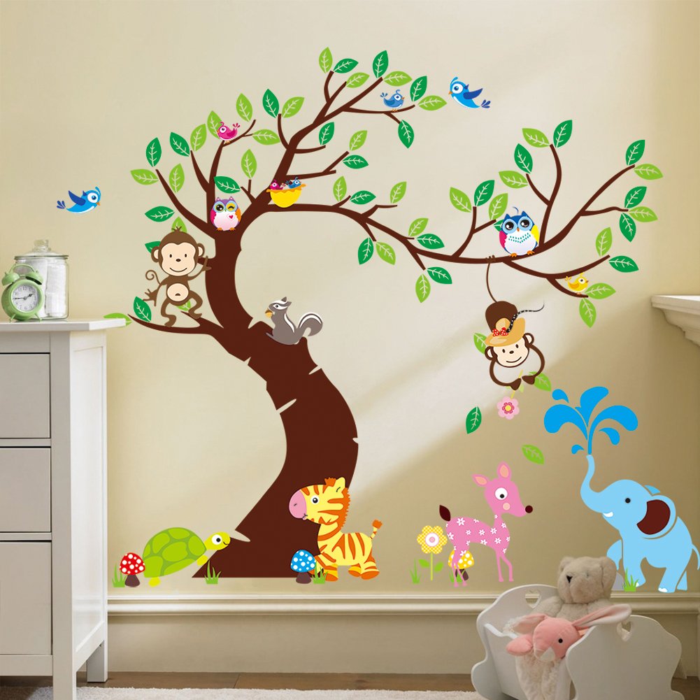 La Chambre De Bebe 255x145 Cm Stickers Muraux Pour Chambre Bebe Ecureuil Elephant Animal Girafe Jungle Chouette Autocollant Renard Oiseau Foret Wandsticker4u Sticker Mural Chambre Denfant Singe Arbre Bebe Puericulture Lemoncitylive Com