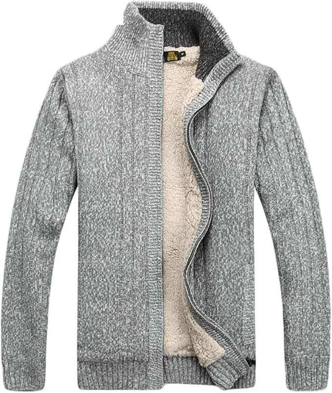 M&S&W Men's Winter Full Zipper Lined Fleece Sweater Cardigan: Amazon.co ...