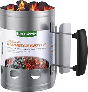 BEAU JARDIN 28x18cm Anzündkamin Rapidfire Grillen Kohle Grillkohleanzünder für BBQ Grillstarter Kompakt Kohlestarter Grillkohleanzünder Grillanzünder Brennsäule für Holzkohlegrill mit Sicherheitsgriff