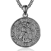 QCFL Zodiac Necklace for Men - 925 Sterling Silver/14K Gold/Black Horoscope Constellation Pendant Medal, Birthday Gifts Jewelry for Him (12 Zodiac Signs)