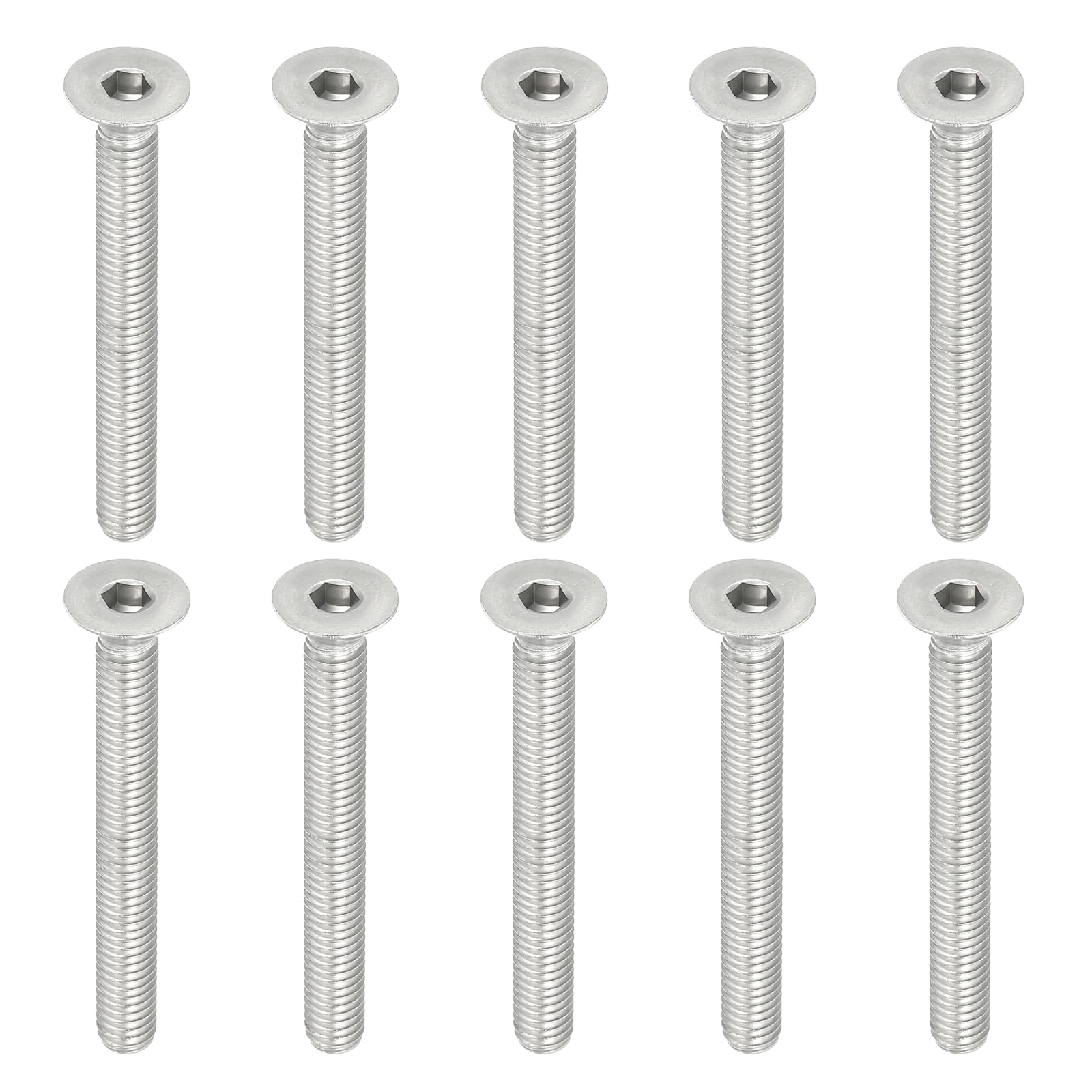 PATIKIL M6 x 50mm Flat Head Socket Cap Screws, 10 Pack 304 Stainless Steel 18-8 Machine Screws Flat Countersunk Bolts Hex Socket Drive Fasteners Grade 6.8 — image 1