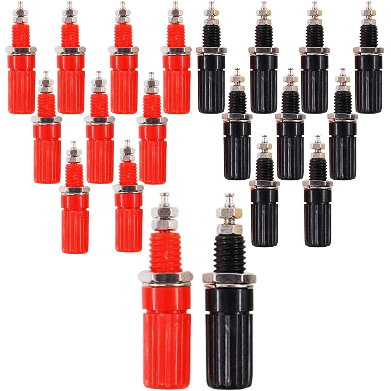 RUNCCI-YUN 20Pcs Amplifier Speaker Binding Post Terminal Female Adapter Panel Mount Binding Post for Banana Plug Connectors Speaker Cable Connectors(Length:1.8" Black and Red)