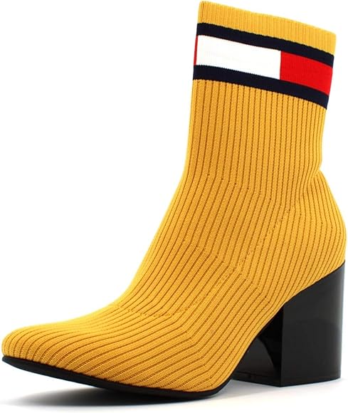 tommy hilfiger flag heeled sock boots