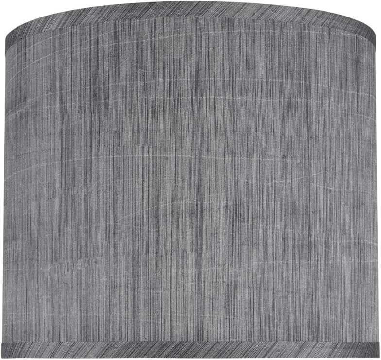 Aspen Creative 31015 Transitional Hardback Drum (Cylinder) Shape Spider Construction Lamp Shade in Grey & Black, 12" wide (12" x 12" x 10")