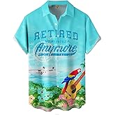 Hardaddy Men's Summer Hawaiian Shirts Funny Performence Printed Button Down Casual Bowling Shirt