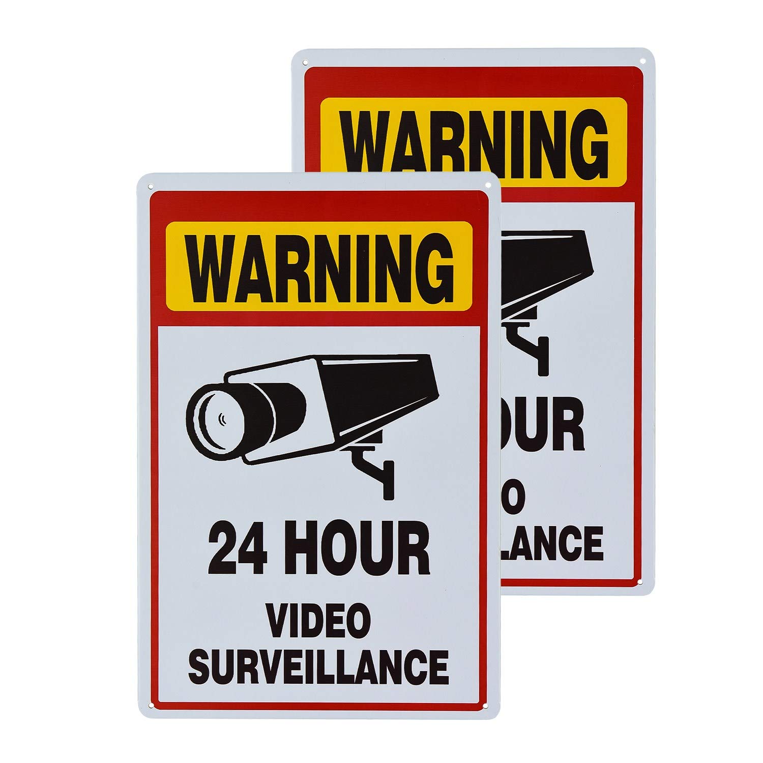 不适用 2 Pack Warning 24 Hour Video Surveillance No Trespassing Sign - Private Property Signs
