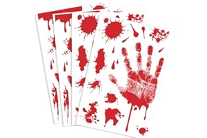 KUUQA 4 Pcs Bloody Handprint Clings Horror PVC Stickers Decals for Halloween Decorations