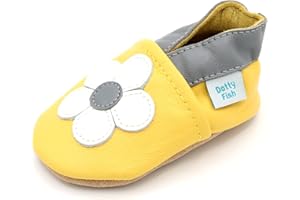 Dotty Fish Baby Shoes, Girls Soft Sole Leather Crib Shoes, Toddler Shoes, Non Slip Suede Soles. 0-6 Months - 4-5 Years