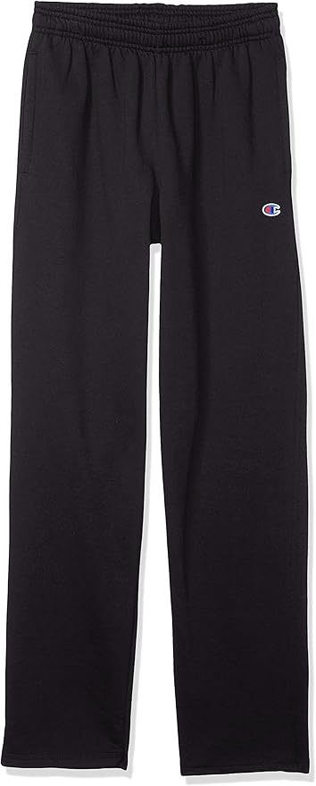 champion men's powerblend fleece open bottom pants