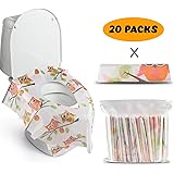 Toliet Seat Covers - Gimars Upgrade Waterproof Larger Potty Seat Covers for Kids Potty Training and Adults, Disposable and Individually Wrapped Compact for Travel (Owl Design -20 Pack)