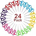 Scissors Bulk, 24 Pack BURVAGY 5.5" Small Scissors School Student Blunt Tip Kids Craft Scissors, Sharp Stainless Steel Blades Safety Soft Grip Handles for Classroom Children Assorted Color