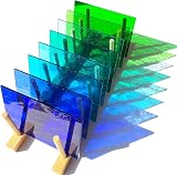 LITMIND 16 Sheets Stained Glass 4x6 Inch Mosaic Tiles Assorted Colors Cathedral view 2