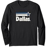 Vintage Dallas Texas City Strong Dallas TX Blue Stripes Star Long Sleeve T-Shirt