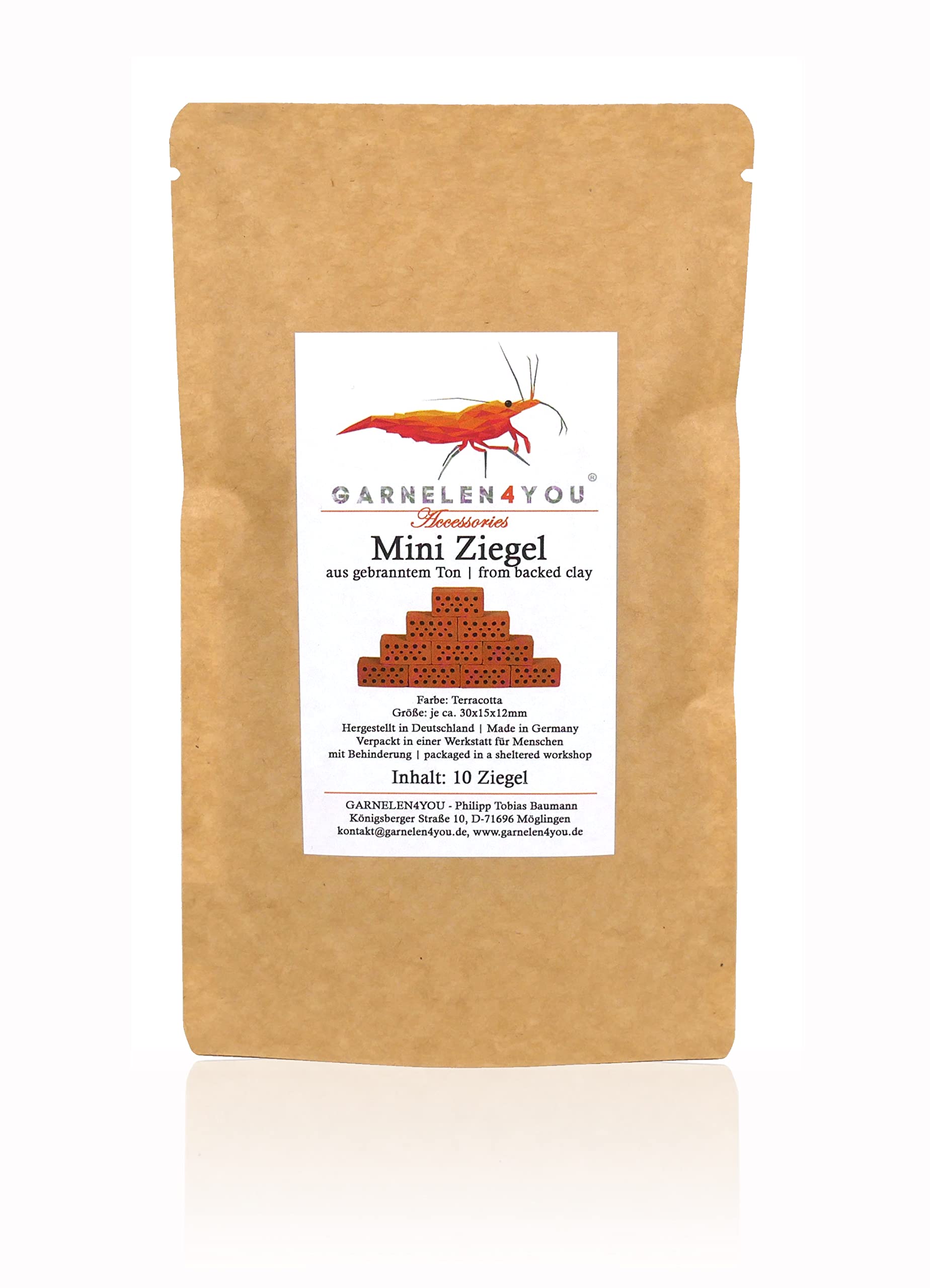 GARNELEN4YOU® Mini Brick Premium Shrimp Brick for Aquariums Made in Germany Plastic Free Packaging Miniature Brick (10 Mini Bricks)
