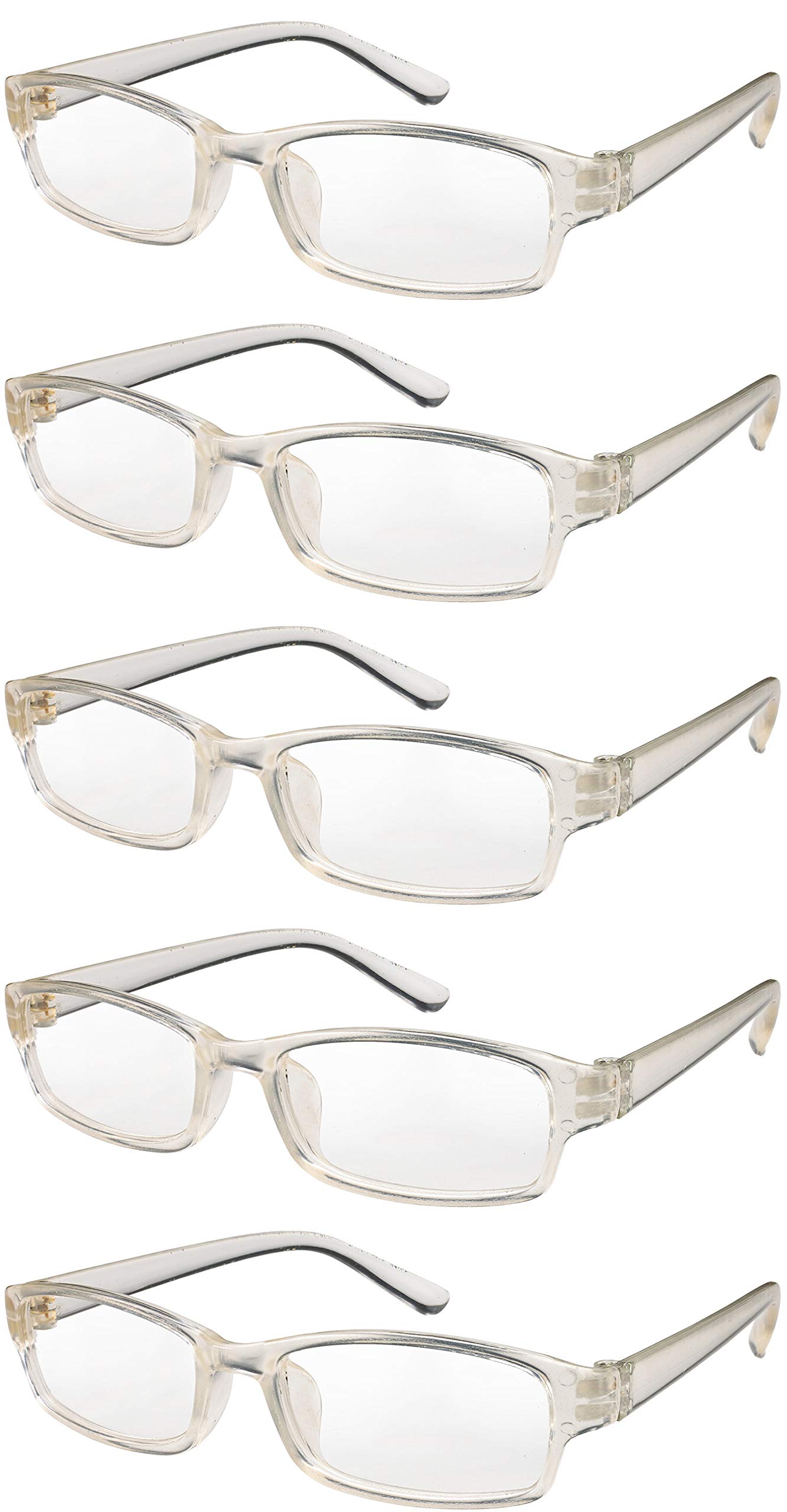 4sold The Reading Glasses Slim Readers Value 5 Pack Mens Womens Transparent +2.50 — image 1