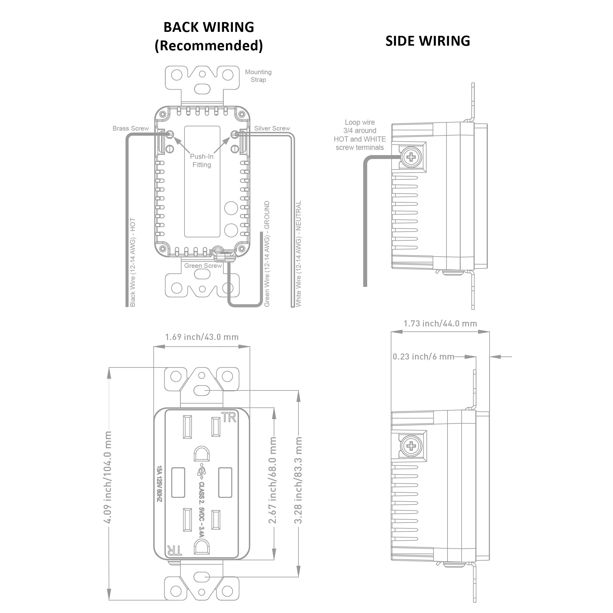 Cable Matters Tamper Resistant Duplex AC Outlet With 3.4A USB Charging