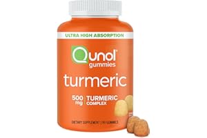 Qunol Turmeric Gummies, Gummy with 500mg Turmeric Curcumin, Joint Support Supplement, Ultra High Absorption Tumeric Curcumin, Vegan, Gluten Free, 90 Count