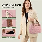 HOMESPON Insulated Lunch Bag Pink Women Men 27x21x15 cm Front Pocket view 4