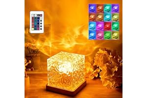 Aurora Borealis Night Light Projector,16 Colors Gradual Rotating Northern Lights Projector Water Cube Lamp with Remote Contro