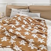 Christmas Gingerbread Man Throw Blanket - Soft Warm Cozy Plush for Couch, Bed, Sofa - Holiday Fluffy Furry Blanket to Decorate Living Room, Bedroom