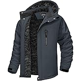 TACVASEN Men's Winter Jacket Waterproof Ski Coat Warm Fleece Lined Windproof Snowboard Jacket with 4 Pockets Hiking