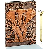 Elephant Journal,Leather Writing Journal Notebook ,A5 Lined Journal,200Pages,Personal Diary-Antique Handmade Embossed Daily Notepad Sketchbook,Travel Diary&Notebooks to Write in,Gift for Men&Women
