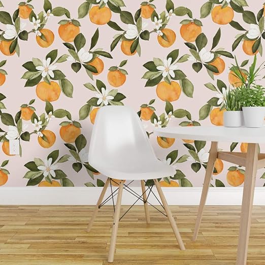 Spoonflower Peel And Stick Removable Wallpaper Oranges Summer