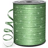 HimBen 500 Yards Curling Ribbon for Gift Wrapping, 3/16" Balloon String for Christmas Valentine Birthday Wedding Party Festival Decoration, Crafts, Flower Bouquet(Glitter Green)