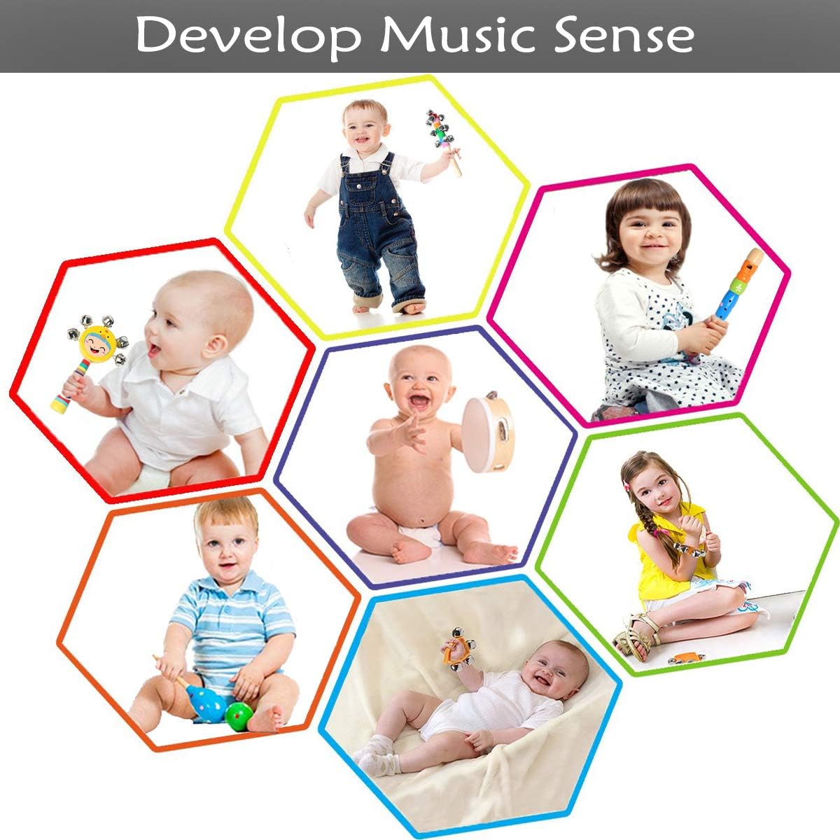 Ehome Toddler Musical Instruments, Wooden Percussion Instruments Educational Preschool Toy for Kids Baby Instrument Musical Toys Set for Boys and Girls with Storage Bag: Toys & Games