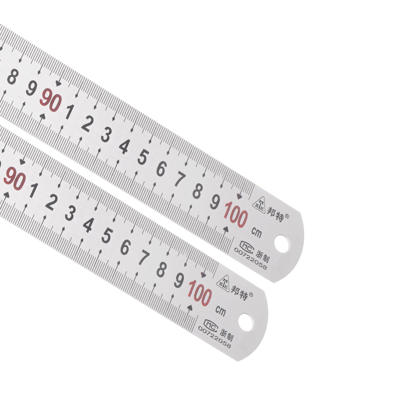 Kozelo 2pcs Stainless Steel Ruler - [1m/40 Inch x 1.5 Inch] Double Reading Straight Edge Metal Measuring Tools for Architectural Design Use