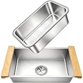 Over the Sink Colander &amp; Dish Basin Combo,Dish Pan for Sink,Sink Wash Basin | Stainless Steel Dish Basin with Drain, Dish Washing Pan for Kitchen Sink, wash tub for dishes, sink accessories